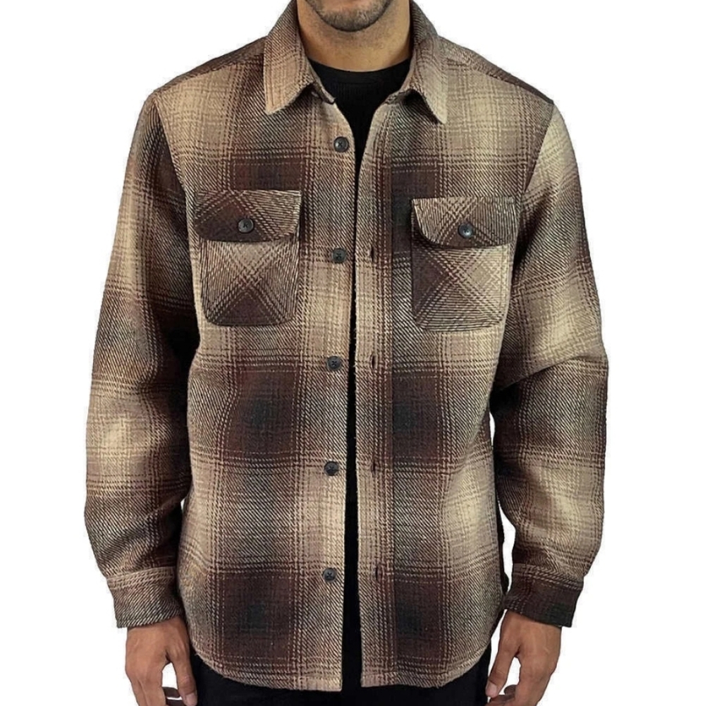 Jachs Men's Tan and Brown Plaid Shirt Jacket - Picture 3 of 13